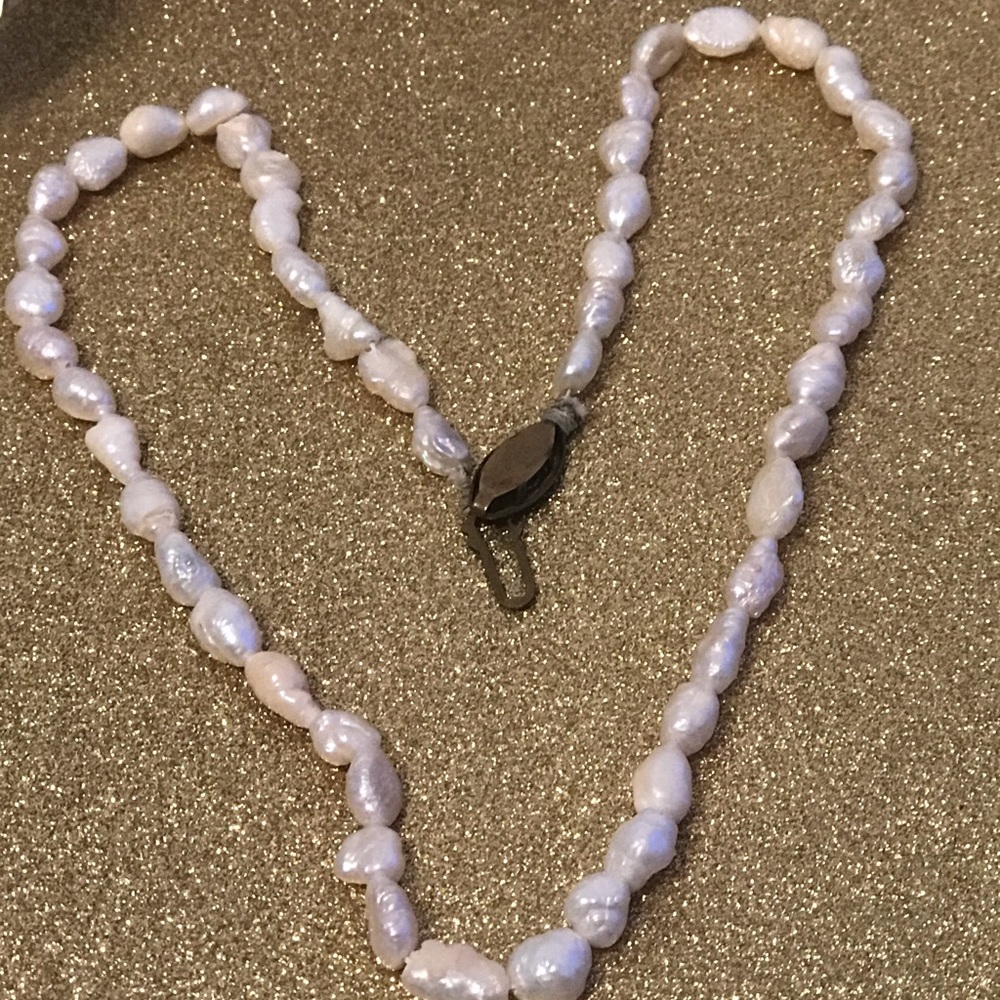 SOLDVintage Freshwater Pearl Strand w Hook Clasp - Picture 3 of 13